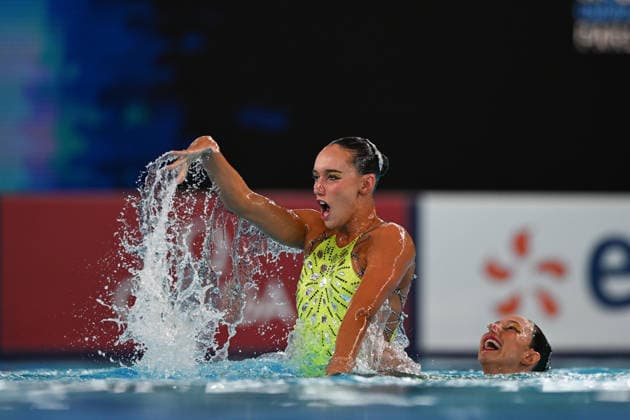 France, Paris, Centre Aquatique Olympique Metropole du Grand Paris, 31.07.2026, European Aquatics Championships Artistic Swimming - Day 1 - Duet Free Preliminary, Enrica Piccoli and Lucrezia Ruggiero of Itali Photo by Eibner Pressefoto Tino Henschel European Aquatics Championships Artistic Swimming - Day 1 - Duet Free Preliminary Paris Copyright: xEibnerxPressefotox