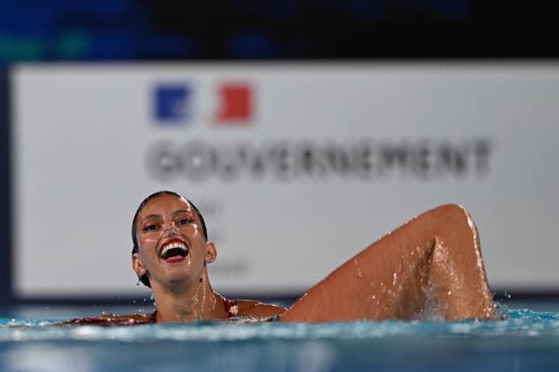 France, Paris, Centre Aquatique Olympique Metropole du Grand Paris, 31.07.2026, European Aquatics Championships Artistic Swimming - Day 1 - Duet Free Preliminary, Catherine Kunin and Aya Mazor of Israel Photo by Eibner Pressefoto Tino Henschel European Aquatics Championships Artistic Swimming - Day 1 - Duet Free Preliminary Paris Copyright: xEibnerxPressefotox