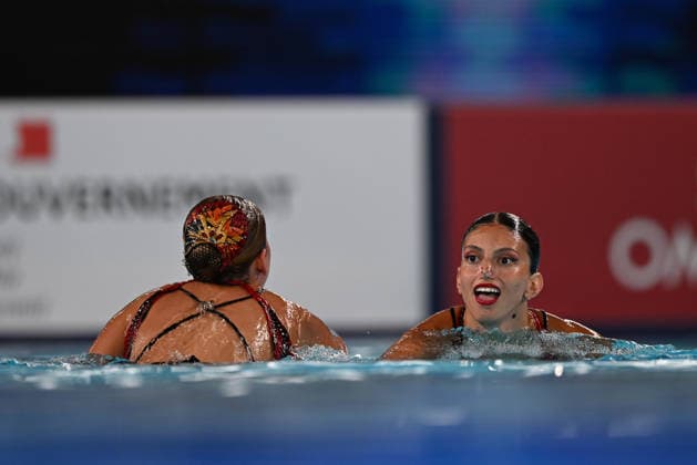France, Paris, Centre Aquatique Olympique Metropole du Grand Paris, 31.07.2026, European Aquatics Championships Artistic Swimming - Day 1 - Duet Free Preliminary, Catherine Kunin and Aya Mazor of Israel Photo by Eibner Pressefoto Tino Henschel European Aquatics Championships Artistic Swimming - Day 1 - Duet Free Preliminary Paris Copyright: xEibnerxPressefotox