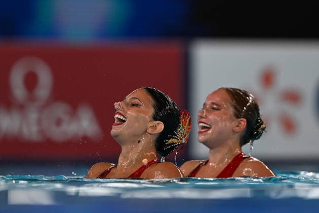 France, Paris, Centre Aquatique Olympique Metropole du Grand Paris, 31.07.2026, European Aquatics Championships Artistic Swimming - Day 1 - Duet Free Preliminary, Catherine Kunin and Aya Mazor of Israel Photo by Eibner Pressefoto Tino Henschel European Aquatics Championships Artistic Swimming - Day 1 - Duet Free Preliminary Paris Copyright: xEibnerxPressefotox