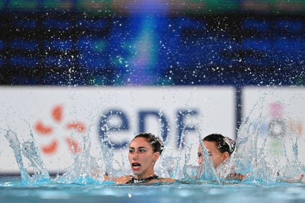 France, Paris, Centre Aquatique Olympique Metropole du Grand Paris, 31.07.2026, European Aquatics Championships Artistic Swimming - Day 1 - Duet Free Preliminary, Ana Culic and Thea Grima Buttigieg of Malta Photo by Eibner Pressefoto Tino Henschel European Aquatics Championships Artistic Swimming - Day 1 - Duet Free Preliminary Paris Copyright: xEibnerxPressefotox