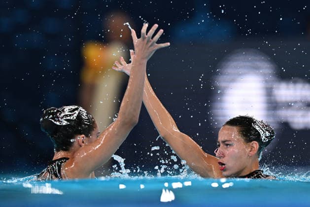France, Paris, Centre Aquatique Olympique Metropole du Grand Paris, 31.07.2026, European Aquatics Championships Artistic Swimming - Day 1 - Duet Free Preliminary, Ana Culic and Thea Grima Buttigieg of Malta Photo by Eibner Pressefoto Tino Henschel European Aquatics Championships Artistic Swimming - Day 1 - Duet Free Preliminary Paris Copyright: xEibnerxPressefotox