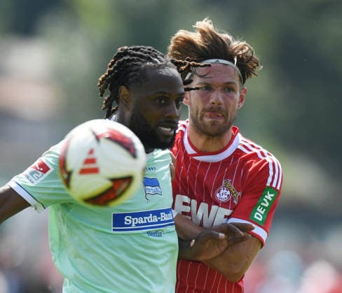 31.07.2026, xophax, Fussball 1.Bundesliga, 1.FC Koeln Trainingslager . Mannschaft des 1.FC Köln in Kitzbühel .Training in Sankt Johann. Freundschaftsspiel St.Johann in Tirol gegen Hertha BSC. 1.FC Köln - Hertha. Jan Thielmann ( 1.FC Köln ), rechts und Evan Zeefuik , links ( Hertha ( BSC ) Kitzbühel