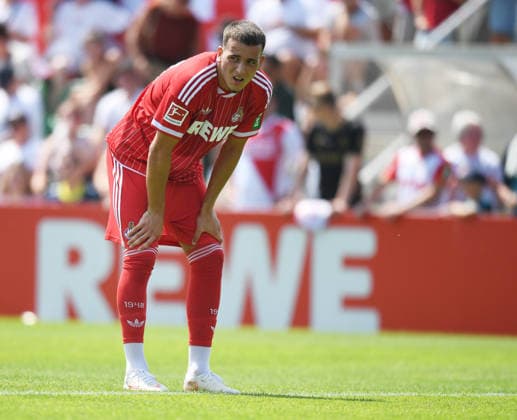 31.07.2026, xophax, Fussball 1.Bundesliga, 1.FC Koeln Trainingslager . Mannschaft des 1.FC Köln in Kitzbühel .Training in Sankt Johann. Freundschaftsspiel St.Johann in Tirol gegen Hertha BSC. 1.FC Köln - Hertha. Said El Mala ( 1.FC Köln ) Kitzbühel