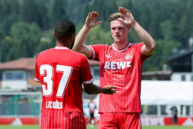 Sport Bilder des Tages Marius Bülter (1. FC Köln) bejubelt seinen Treffer zum 2:1 mit Linton Maina (1. FC Köln), Friendly match, 1. FC Köln v Hertha BSC Berlin, Koasastadion am 31. July 2026 in St. Johann in Tirol, Österreich. (Foto von Marco Steinbrenner DeFodi Images) Marius Bülter (1. FC Köln) celebrates after scoring his teams second goal with Linton Maina (1. FC Köln), Friendly match, 1. FC Köln v Hertha BSC Berlin, Koasastadion, July 31, 2026 in St. Johann in Tirol, Austria. (Photo by Marco Steinbrenner DeFodi Images) -