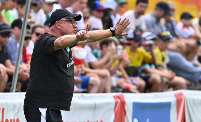 31.07.2026 - Fussball - Saison 2026 2027 - Testspiel Freundschaftsspiel Vorbereitungsspiel - SC Freiburg - SpVgg Greuther Fürth ( Kleeblatt ) - - Sportfoto Zink - xwoxzix - regulations prohibit any use of photographs as image sequences and or quasi-video - only for editorial use - Heiko Vogel ( Trainer SpVgg Greuther Fürth ) dirigiert