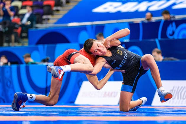 U17, U 17 Wrestling World Championships 48kg FS - Bogdan Sapojnic (GER) df. Ahmed Abdalla Ahmed Ali Saleh (EGY) Copyright: xUnitedxWorldxWrestlingx xAmirrezx UWW-U17-WC-BAKU-2026