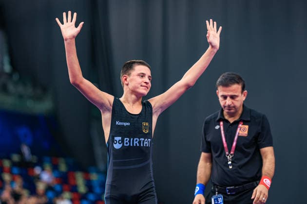 U17, U 17 Wrestling World Championships 48kg FS - Bogdan Sapojnic (GER) Copyright: xUnitedxWorldxWrestlingx xAmirrezx UWW-U17-WC-BAKU-2026