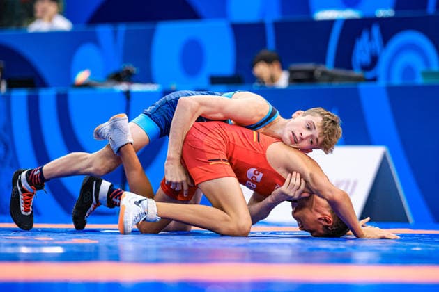 U17, U 17 Wrestling World Championships 48kg FS - Kooper Joshua Deputy (USA) df. Bogdan Sapojnic (GER) Copyright: xUnitedxWorldxWrestlingx xAmirrezx UWW-U17-WC-BAKU-2026