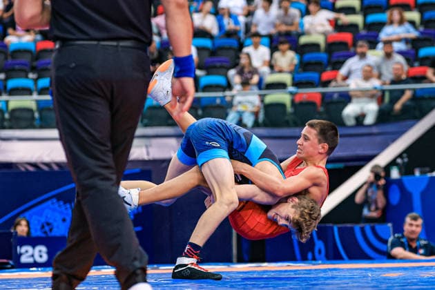 U17, U 17 Wrestling World Championships 48kg FS - Kooper Joshua Deputy (USA) df. Bogdan Sapojnic (GER) Copyright: xUnitedxWorldxWrestlingx xAmirrezx UWW-U17-WC-BAKU-2026