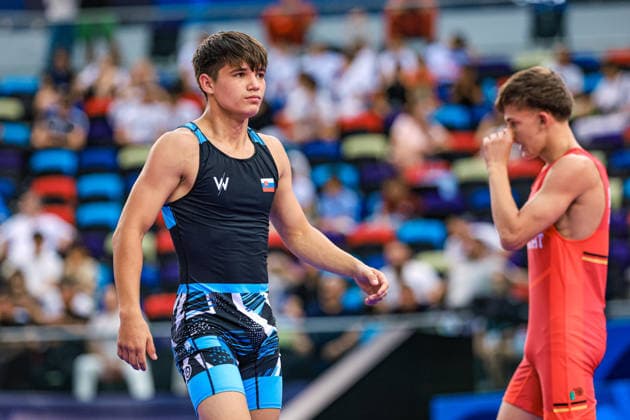 U17, U 17 Wrestling World Championships 55kg FS - Adrian Airich (GER) df. Patrik Vetrak (SVK) Copyright: xUnitedxWorldxWrestlingx xAmirrezx UWW-U17-WC-BAKU-2026