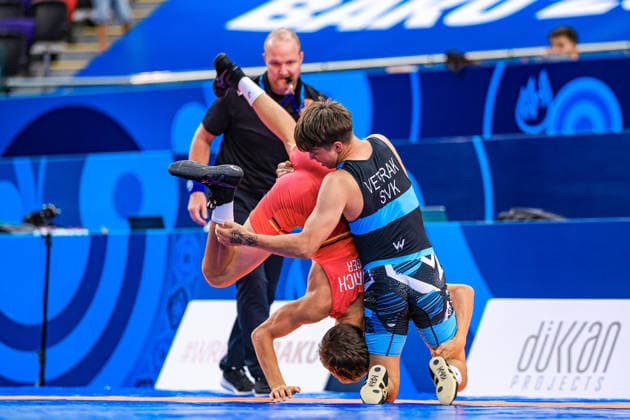 U17, U 17 Wrestling World Championships 55kg FS - Adrian Airich (GER) df. Patrik Vetrak (SVK) Copyright: xUnitedxWorldxWrestlingx xAmirrezx UWW-U17-WC-BAKU-2026