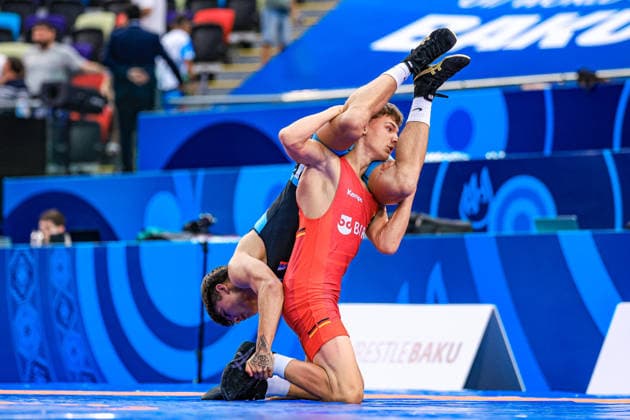U17, U 17 Wrestling World Championships 55kg FS - Adrian Airich (GER) df. Patrik Vetrak (SVK) Copyright: xUnitedxWorldxWrestlingx xAmirrezx UWW-U17-WC-BAKU-2026