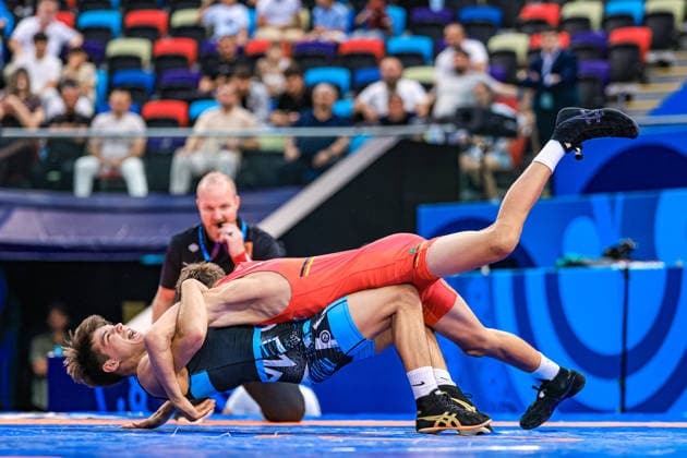 U17, U 17 Wrestling World Championships 55kg FS - Adrian Airich (GER) df. Patrik Vetrak (SVK) Copyright: xUnitedxWorldxWrestlingx xAmirrezx UWW-U17-WC-BAKU-2026