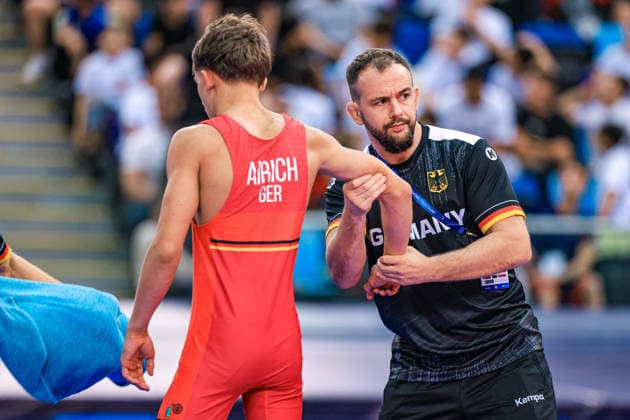 U17, U 17 Wrestling World Championships Coach Of Germany Copyright: xUnitedxWorldxWrestlingx xAmirrezx UWW-U17-WC-BAKU-2026