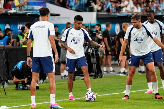 HONGKONG-SOCCER FOOTBALL-FEST Oscar Bobb of Manchester City during open training at Kai Tan Stadium during the Hong Kong Football Festival 2026 in Hong Kong, July 31, 2026. NEXPHER Vernon Yuen HONG KONG