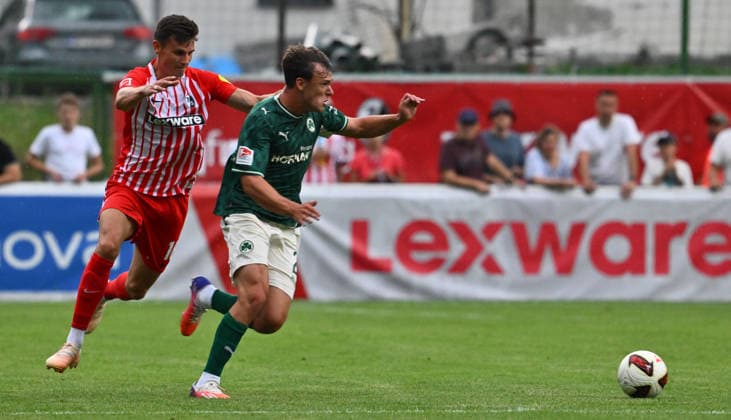 31.07.2026 - Fussball - Saison 2026 2027 - Testspiel Freundschaftsspiel Vorbereitungsspiel - SC Freiburg - SpVgg Greuther Fürth ( Kleeblatt ) - - Sportfoto Zink - xwoxzix - regulations prohibit any use of photographs as image sequences and or quasi-video - only for editorial use - Yannik Engelhardt (16, SC Freiburg ) Lukas Reich (2, SpVgg Greuther Fürth )