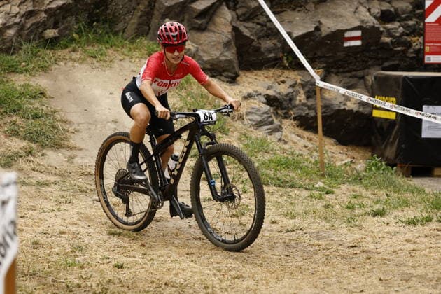 31.07.2026, Monteceneri, Monte Ceneri, 2026 UEC MTB European Championship, EM, Europameisterschaft XCR Team Relay s Final (cross country team relay) Nazife Tuncel 8A (TUR, Junior Women) Monteceneri Monte Ceneri Ticino Switzerland Copyright: xJustPictures.ch FrancescoxMinghettix jp-en-FrMi-_NG_0049