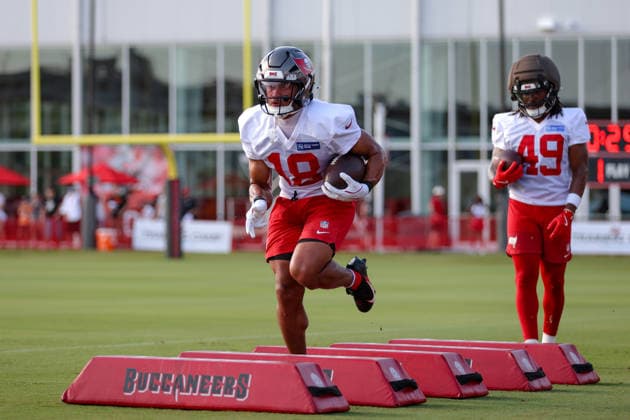 July 31, 2026: Tampa Bay Buccaneers running back Josh Williams (18) during training camp at AdventHeath Training Center in Tampa, FL. Taylor McFee CSM Tampa USA - ZUMAc04_ 20260731_zma_c04_022 Copyright: xTaylorxMcfeex