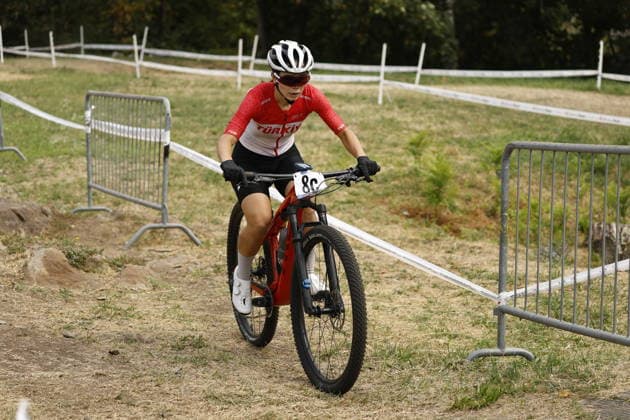 31.07.2026, Monteceneri, Monte Ceneri, 2026 UEC MTB European Championship, EM, Europameisterschaft XCR Team Relay s Final (cross country team relay) Azize Bekar 8C (TUR, Elite Women) Monteceneri Monte Ceneri Ticino Switzerland Copyright: xJustPictures.ch FrancescoxMinghettix jp-en-FrMi-_NG_0452