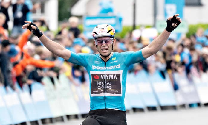 DENMARK PostNord Danmark Rundt - Stage 3 Wout Van Aert, Team Visma Lease a Bike wins Stage 3 of PostNord Danmark Rundt, Friday, July 31, 2026. The stage is 202.9 kilometers long and runs from Fredericia to Vejle. (Photo: Henning Bagger Ritzau Scanpix) , Vejle Denmark Copyright: HenningxBagger HenningxBaggerx spdk20260731-184003-L