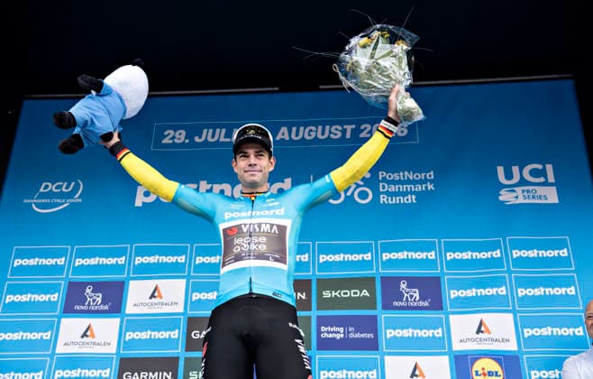 DENMARK PostNord Danmark Rundt - Stage 3 Wout Van Aert, Team Visma Lease a Bike won Stage 3 of PostNord Danmark Rundt, Friday, July 31, 2026. The stage is 202.9 kilometers long and runs from Fredericia to Vejle. (Photo: Henning Bagger Ritzau Scanpix) , Vejle Denmark Copyright: HenningxBagger HenningxBaggerx spdk20260731-185650-L