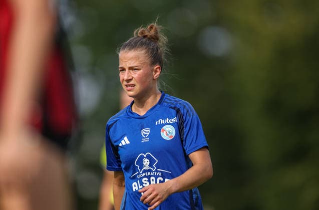 GER, Bad Nauheim, Eintracht Frankfurt vs Racing Strasbourg, Vorbereitung, Fussball, DFB, Spielzeit 2026 2027, Sportplatz Bad Nauheim, Testspiel im Bild: Kristin Kögel (Racing Strasbourg 3) DFB DFL REGULATIONS PROHIBIT ANY USE OF PHOTOGRAPHS AS IMAGE SEQUENCES AND OR QUASI-VIDEO, 31.07.2026 Copyright: HMBxMedia HendrikxHamelau