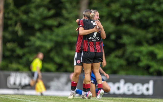 GER, Bad Nauheim, Eintracht Frankfurt vs Racing Strasbourg, Vorbereitung, Fussball, DFB, Spielzeit 2026 2027, Sportplatz Bad Nauheim, Testspiel im Bild: Danique Tolhoek (Eintracht Frankfurt Frauen 22) erzielt das Tor zum 1:0, Jubel, Freude und Emotionen DFB DFL REGULATIONS PROHIBIT ANY USE OF PHOTOGRAPHS AS IMAGE SEQUENCES AND OR QUASI-VIDEO, 31.07.2026 Copyright: HMBxMedia HendrikxHamelau