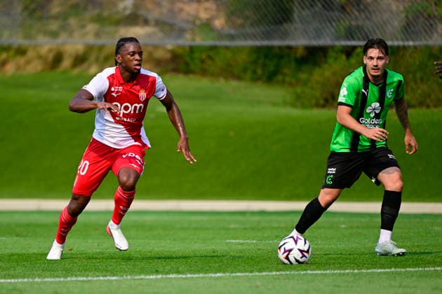 FOOTBALL : AS Monaco VS Cercle Bruges - 31 07 2026 Nazinho (ASM) - Pre-season friendly between AS Monaco and Cercle Bruges, on July 31, 2026 at the AS Monaco Performance Center. La TurbieFrance  Copyright: xWilliamxCannarellax