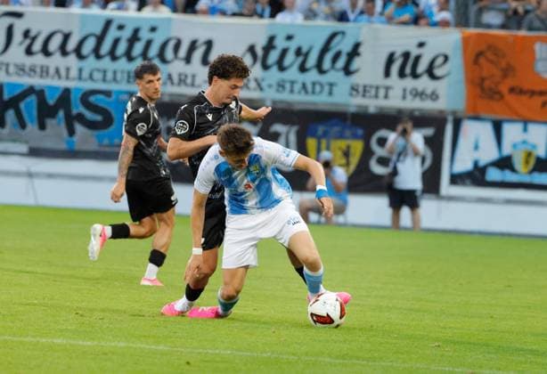 CFC vs BFC Preussen 31.07.2026 Chemnitz, eins Stadion- An der Gellertstrasse, Fussball, Regionalliga Nordost 2026 2027, 2. Spieltag , CFC, CFC vs BFC Preussen vlnr: Maurice Covic und Tobias Stockinger Chemnitz Sachsen BRD