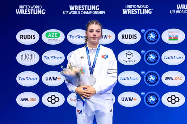 U17, U 17 Wrestling World Championships Podium 61kg WW - Silver: Landri Paige Von Gonten (USA) Copyright: xUnitedxWorldxWrestlingx xAmirrezx UWW-U17-WC-BAKU-2026