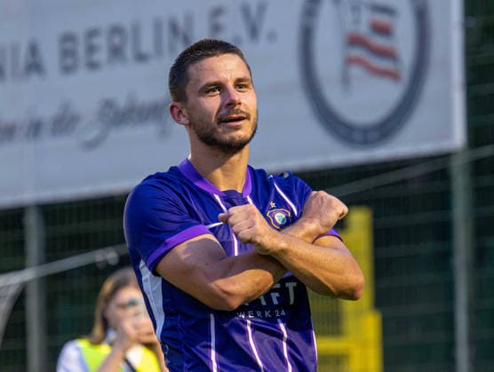 Fussball, Herren, Saison 2026 2027, Regionalliga Nordost (2. Spieltag), SV Tasmania Berlin - FC Erzgebirge Aue, Patrick Kapp (Aue), Jubel nach Abpfiff, 31.07. 2026, Copyright: xSebastianxRäppold MatthiasxKochx