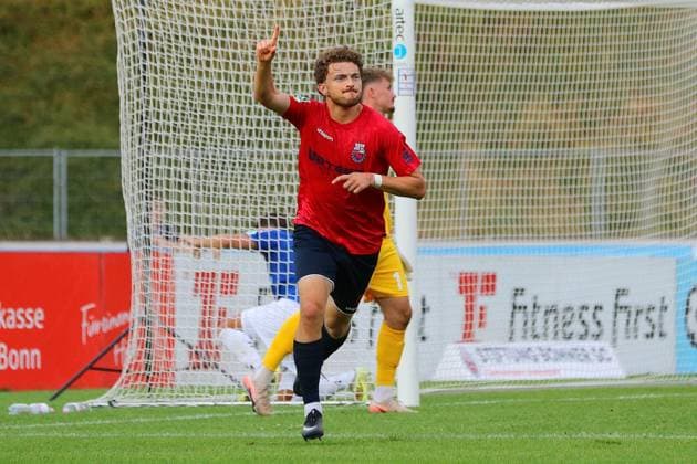 Regionalliga West: Bonner SC - Rot-Weiß Oberhausen ** NUR FÜR REDAKTIONELLE ZWECKE ** EDITORIAL USE ONLY **<p>Jonas Berg erzielt das 1:1. Bonner SC - RWO Ort: Bonn, Sportpark Nord Datum: 31.07.2026 Deutschland NRW Bonn Copyright: MichaxKorb