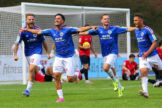 Regionalliga West: Bonner SC - Rot-Weiß Oberhausen ** NUR FÜR REDAKTIONELLE ZWECKE ** EDITORIAL USE ONLY **<p>Ausgelassener Jubel nach dem 2:1 durch Arda Süne. Bonner SC - RWO Ort: Bonn, Sportpark Nord Datum: 31.07.2026 Deutschland NRW Bonn Copyright: MichaxKorb