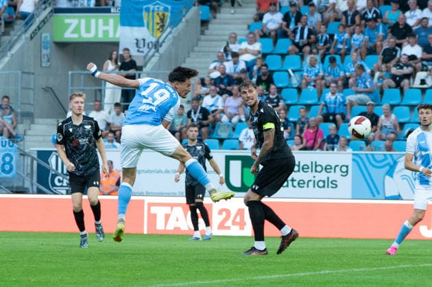Chemnitz, Deutschland 31. Juli 2026: Regionalliga Nordost - 2026 2027 - Sp. 2 - Chemnitzer FC gegen BFC Preussen Im Bild: Jonas Marx (CFC) 1.v.li. macht das Tor zum 1:0 Copyright: xFotostandx xNachtigallx