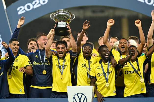 Club Brugge v Royale Union Saint-Gilloise - Volkswagen Supercup 2026 BRUGGE, BELGIUM - JULY 31 : The team of Royale Union Saint-Gilloise celebrating after winning the Volkswagen Supercup 2026 match between Club Brugge and Royale Union Saint-Gilloise on July 31, 2026 in Brugge, Belgium, 31 07 2026 Brugge Belgium  Copyright: xNicoxVereeckenx