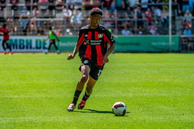 Testspiel Bayer 04 Leverkusen - Rot-Weiss Essen, am 01.08.2026, Ulrich-Haberland-Stadion, Leverkusen. Nebe Domnic (Bayer 04 Leverkusen 31), ; Testspiel Bayer 04 Leverkusen - Rot-Weiss Essen, am 01.08.2026, Ulrich-Haberland-Stadion, Leverkusen. Copyright: xBEAUTIFULxSPORTS Erlhofx