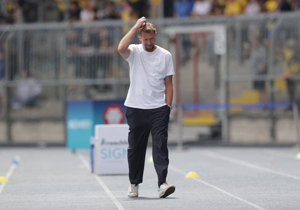 Cheftrainer Lars Kornetka (Eintracht Braunschweig) Fussball, Herren, Saison 2026 2027 2.BL, Eintracht Stadion, Eintracht Braunschweig gegen RAAL La Louviere, Saisonvorbereitung, Testspiel DFL REGULATIONS PROHIBIT ANY USE OF PHOTOGRAPHS AS IMAGE SEQUENCES AND OR QUASI-VIDEO.