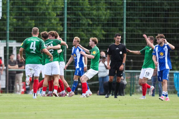 01.08.2026, Fussball, Herren, Regionalliga Nord, 1. Spieltag, HSC Hannover - BSV Kickers Emden Torjubel zum 3:1 durch Lukas Dominke (25 HSC Hannover)