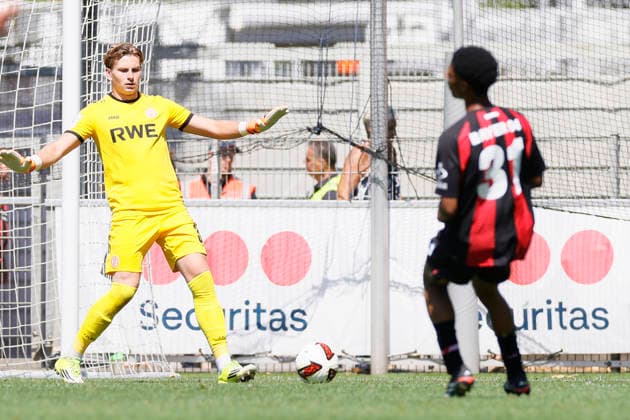 Fußball Testspiel Bayer 04 Leverkusen - Rot-Weiss Essen am 01.08.2026 im Ulrich-Haberland-Stadion in Ulrich-Haberland-Stadion Felix Wienand ( Rot-Weiss Essen )