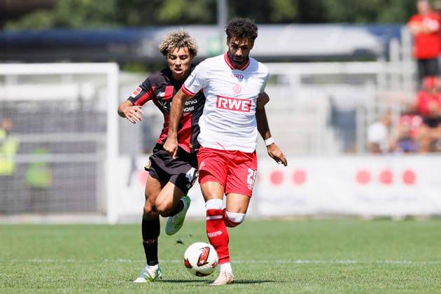 Fußball Testspiel Bayer 04 Leverkusen - Rot-Weiss Essen am 01.08.2026 im Ulrich-Haberland-Stadion in Ulrich-Haberland-Stadion Ekin Celebi ( Rot-Weiss Essen )