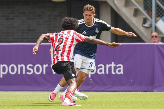 2026-08-01 Sparta Rotterdam v MSV Duisburg - Pre Season Friendly ROTTERDAM, NETHERLANDS - AUGUST 1: Patrick Sussek of MSV Duisburg is challenged by Lushendry Martes of Sparta Rotterdam during the Pre Season Friendly match between Sparta Rotterdam and MSV Duisburg at Sparta-stadion Het Kasteel on August 1, 2026 in Rotterdam, Netherlands. Rotterdam Sparta-stadion Het Kasteel Netherlands Content not available for redistribution in The Netherlands directly or indirectly through any third parties. Copyright: xHansxvanxderxValkx