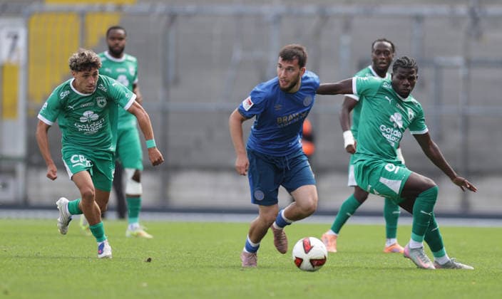 v.l. Quentin Benaets (La Louviere), Mehmet Aydin (Eintracht Braunschweig), Nachon Nsingi (La Louviere) Fussball, Herren, Saison 2026 2027 2.BL, Eintracht Stadion, Eintracht Braunschweig gegen RAAL La Louviere, Saisonvorbereitung, Testspiel, 0-0 DFL REGULATIONS PROHIBIT ANY USE OF PHOTOGRAPHS AS IMAGE SEQUENCES AND OR QUASI-VIDEO.