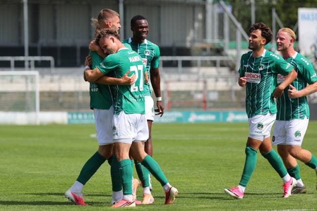 01.08.26, GER, Regionalliga Nord, Fussball, 1. Spieltag, Saison 2026 2027, Dietmar-Scholze-Stadion an der Lohmuehle, VfB Luebeck vs SC Weiche Flensburg Torjubel Jubel. Torschütze Torschuetze Selim Ajkic (VfB Luebeck 09) jubelt ueber das Tor zum 1:0. Foto nordphoto GmbH Tauchnitz Luebeck Dietmar-Scholze-Stadion an der Lohmuehle SH Germany Copyright: xnordphotoxGmbHx xTauchnitzx