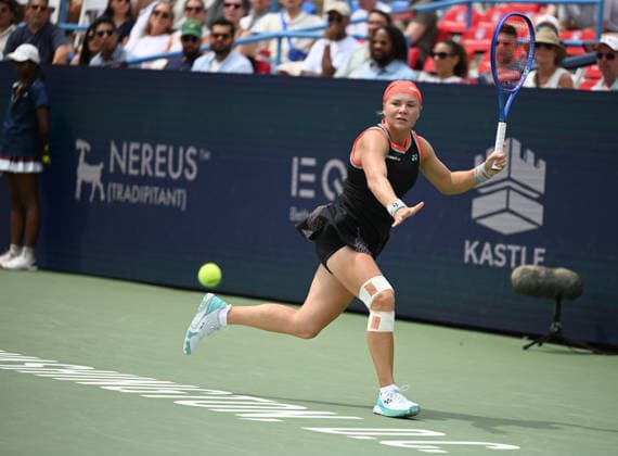 WASHINGTON, DC - AUGUST 01: Diana Shnaider of Russia returns a shot in the Women s Singles Semifinal match against Jessica Pegula of the United States on day 6 of the Mubadala Citi DC Open 2026 at William H.G. FitzGerald Tennis Center on August 1, 2026 in Washington, DC.  Copyright: xChinaxNewsxServicex 111657690922