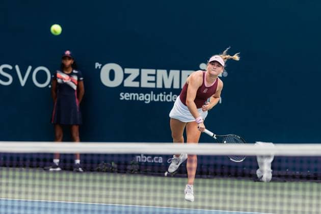 August 1, 2026, Toronto, Ontario, Canada: EMERSON JONES of Australia is seen in action against VARVARA LEPCHENKO of United States of America during a women s singles qualifying match at the 2026 National Bank Open at Sobeys Stadium in Toronto, Ontario. Toronto Canada - ZUMAt160 20260801_zip_t160_065 Copyright: xMathewxTsangx