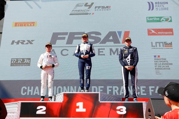 AUTO - CHAMPIONNAT DE FRANCE FFSA F4 2026 - MAGNY-COURS FISHER Autumn (CAN),Mygale M21-F4, portrait BILLARD Lisa (FRA),Mygale M21-F4, portrait JACQUET Jade (FRA),Mygale M21-F4, portrait podium,during the 4th round of the Championnat de France FFSA F4 2026, from July 31 to August 2, 2026 on the Circuit de Nevers Magny-Cours, in Magny-Cours, France - Copyright: xGREGORYxLENORMANDx
