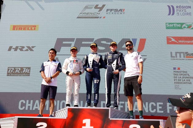 AUTO - CHAMPIONNAT DE FRANCE FFSA F4 2026 - MAGNY-COURS FISHER Autumn (CAN),Mygale M21-F4, portrait BILLARD Lisa (FRA),Mygale M21-F4, portrait JACQUET Jade (FRA),Mygale M21-F4, portrait podium,during the 4th round of the Championnat de France FFSA F4 2026, from July 31 to August 2, 2026 on the Circuit de Nevers Magny-Cours, in Magny-Cours, France - Copyright: xGREGORYxLENORMANDx