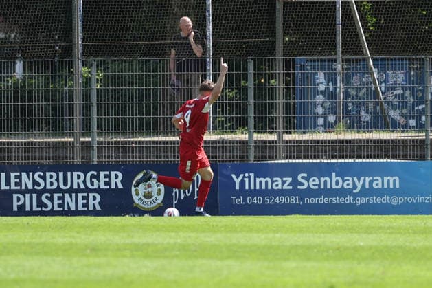 Fußball I Herren I Saison 2026 2027 I Regionalliga Nord I 1.Spieltag I Eintracht Norderstedt - SV Atlas Delmenhorst I 02.08.2026 Lukas Krüger (9, FC Eintracht Norderstedt) bejubelt das 1-0 Copyright: xLobeca RalfxHomburgx