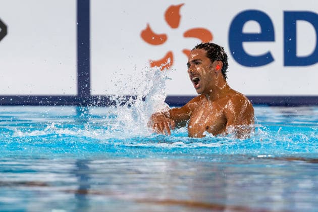 SWIMMING - EAC 2026 PARIS,FRANCE,03.AUG.26 - SWIMMING - European Aquatics Championships Paris 2026, artistic swimming, solo free, men. Image shows Jordi Caceres Iglesia (ESP).  GEPAxpictures xPhilippxBrem